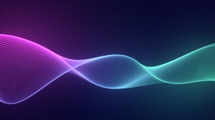 A mesmerizing, fluid, glowing wave of neon colors in blue, purple, and green against a dark background.