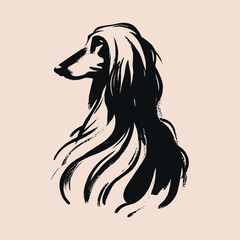 Minimalistic Afghan Hound art vector illustration 