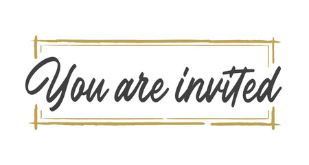 You are invited. Calligraphic text design. Invitation banner.