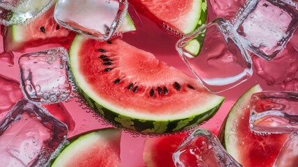 watermelon with ice , AI Generated.