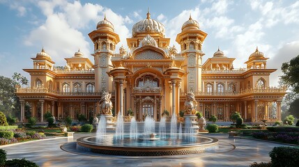 Beautiful royal architecture with fountains high resolution hd picture