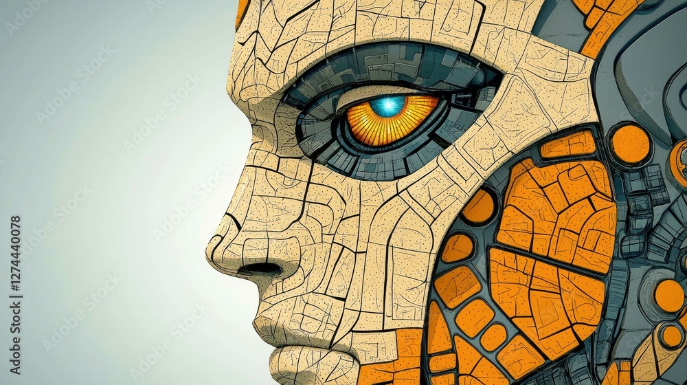 Poster A robots face detailed profile view showing intricate design