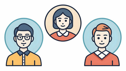 Fototapeta premium People Vector Icons Set. User and Avatar Icons in Flat Line Design. Person Symbol Illustration.