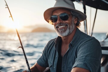 Experience luxury deep-sea fishing on a private yacht in paradise waters. Generative AI