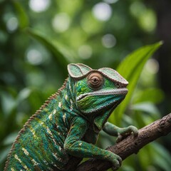 Fototapeta premium green iguana on a branch
