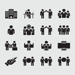 Minimalist Business Icons Businessman Sets of icons for  silhouette vector style with white background Art & Illustration