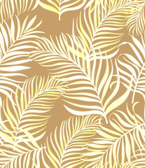 Jungle vector pattern with tropical leaves. Trendy summer print. Exotic seamless background.	