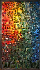 Naklejka premium A stunning mosaic of fractured glass shards capturing light in vibrant rainbow colors
