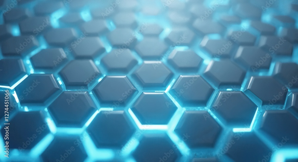 Leinwandbilder illustration of neon hexagons background with blue glow. modern, futuristic design features geometri