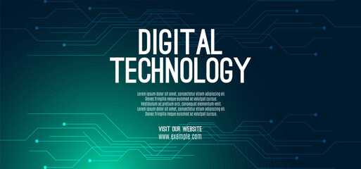 Technology digital speed connect blue green background, cyber nano information, abstract communication, innovation future tech data, internet network connection, Ai big data, line dot illustration