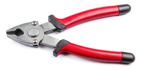 Fototapeta premium Red-handled pliers on white background