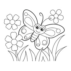 An elegant butterfly resting on a cluster of wildflowers, with detailed patterns on its wings