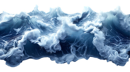 Ocean Waves Abstract Blue Water Texture, Fluid Design for Marine Themes, isolated on transparent background.