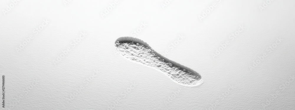 Poster footprint in soft white powder on a smooth surface for abstract background and design use