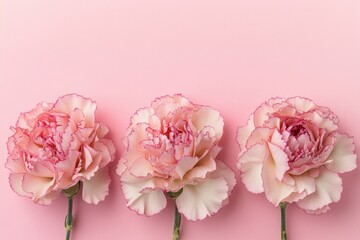 Pink carnations on pink background