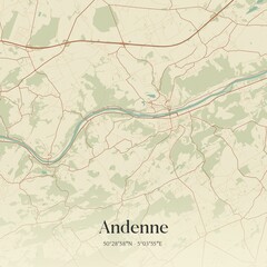 Vintage map of Andenne, Belgium.