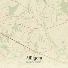 Vintage map of Affligem, Belgium.