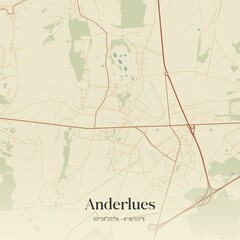 Vintage map of Anderlues, Belgium.