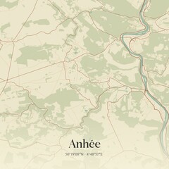 Vintage map of Anh�e, Belgium.