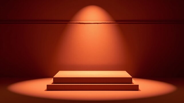 An illuminated stage showcases a podium, creating an ambiance of anticipation.