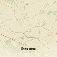 Vintage map of Beernem, Belgium.