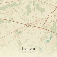 Obraz premium Vintage map of Bertem, Belgium.