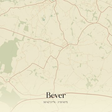 Vintage map of Bever, Belgium.