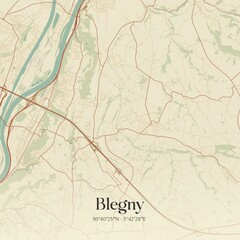 Vintage map of Blegny, Belgium.