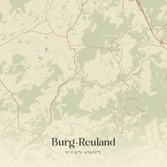 Fototapeta premium Vintage map of Burg-Reuland, Belgium.