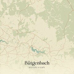 Fototapeta premium Vintage map of B�tgenbach, Belgium.