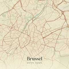 Vintage map of Brussel, Belgium.