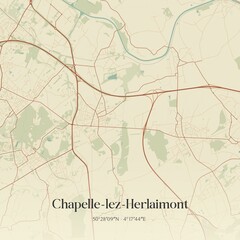 Vintage Map ChapellelezHerlaimont Belgium 