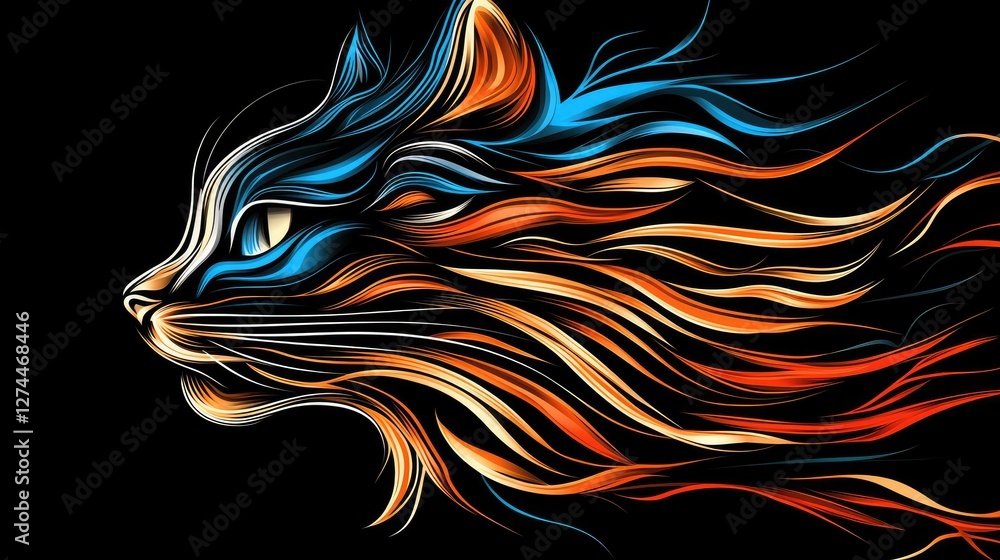 Poster abstract artistic rendering of a cats profile