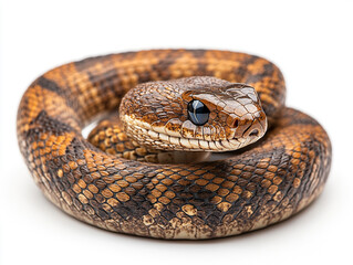 Fototapeta premium Unique close-up of a curled snake in natural colors