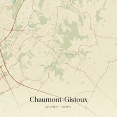 Vintage map of Chaumont-Gistoux, Belgium.
