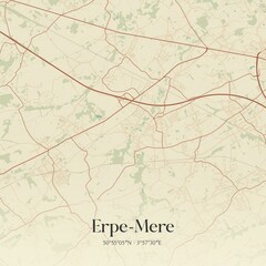 Vintage map of Erpe-Mere, Belgium.