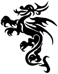 dragon, tattoo, vector, symbol, silhouette, illustration, animal, lion, design, art, fantasy, monster, black, horse, sign, medieval, china, drawing, decoration, pattern, heraldic, tribal, mythology, i