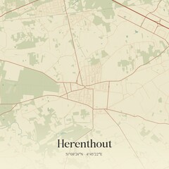 Vintage map of Herenthout, Belgium.
