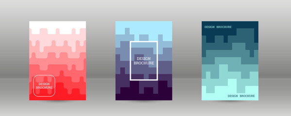 Fototapeta premium Geometric background with rectangles. Smooth color change, gradient. Set of 3 cover designs