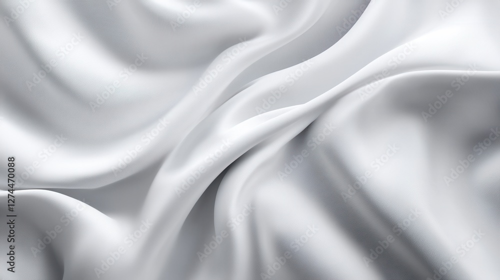Poster elegant white fabric texture with soft waves and smooth drapery for background and design