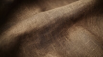 Close-Up View of Soft Brown Linen Fabric with Natural Texture and Warm Shades