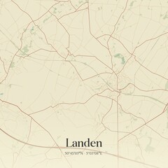 Vintage map of Landen, Belgium.