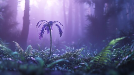 Obraz premium Unique Atmospheric Scene of Wild Purple Plant in Enchanted Forest