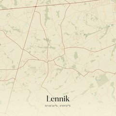 Vintage map of Lennik, Belgium.