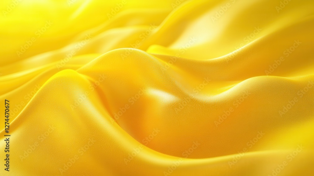 Poster soft yellow satin fabric texture with gentle waves and smooth flowing surface for background use