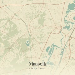 Vintage map of Maaseik, Belgium.