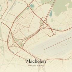 Vintage map of Machelen, Belgium.