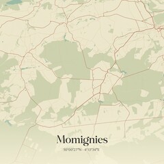 Vintage map of Momignies, Belgium.