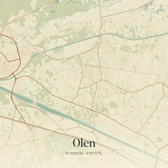 Vintage map of Olen, Belgium.