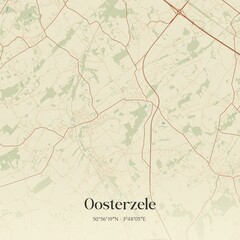 Vintage map of Oosterzele, Belgium.